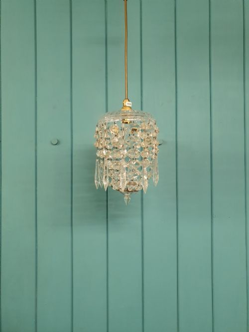 ANTIQUE CUT GLASS CRYSTAL DOME CHANDELIER 6