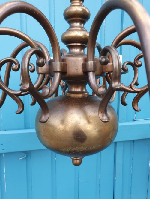 PAIR OF DUTCH FLEMISH ANTIQUE BRASS CHANDELIERS 30 - ADDITIONAL PHOTO 4