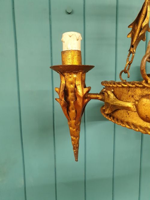 LATE 19TH CENTURY FRENCH CORONET CHANDELIER GOLD 22 - ADDITIONAL PHOTO 1