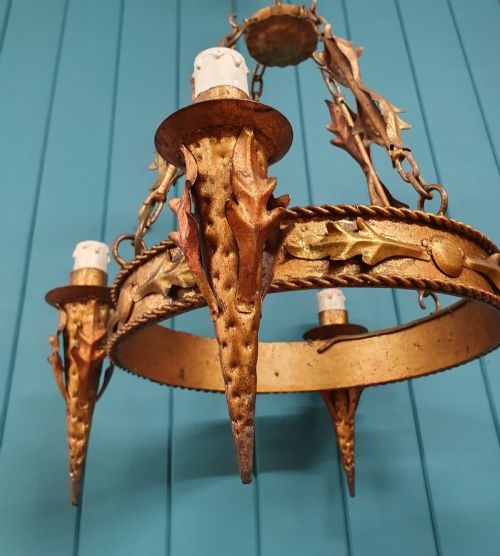 LATE 19TH CENTURY FRENCH CORONET CHANDELIER GOLD 22 - ADDITIONAL PHOTO 3