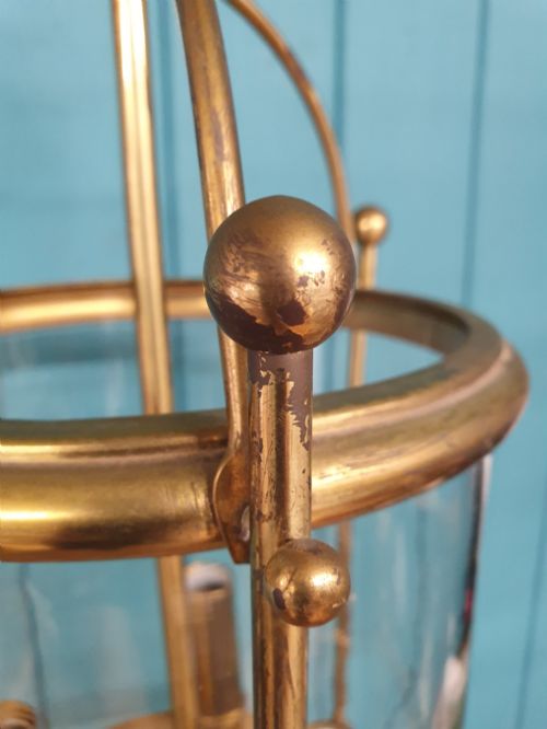 EARLY 20TH CENTURY BRASS HALL LANTERN CEILING LIGHT 9 - ADDITIONAL PHOTO 3