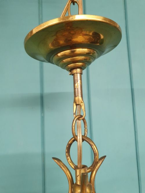 EARLY 20TH CENTURY BRASS HALL LANTERN CEILING LIGHT 9 - ADDITIONAL PHOTO 4