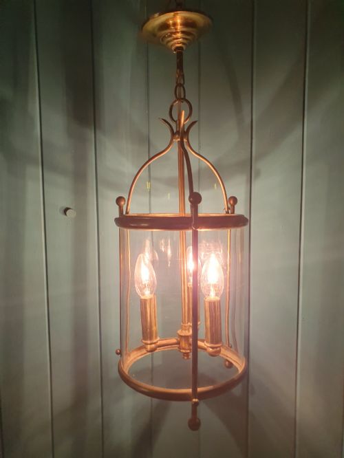 EARLY 20TH CENTURY BRASS HALL LANTERN CEILING LIGHT 9 - ADDITIONAL PHOTO 5