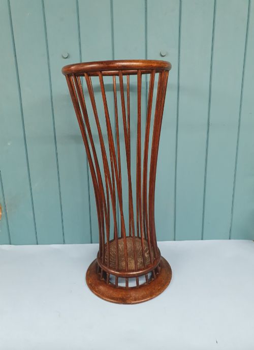 Early 20th Century Oak Stick Stand Umbrella Stand with Original Metal Drip Tray