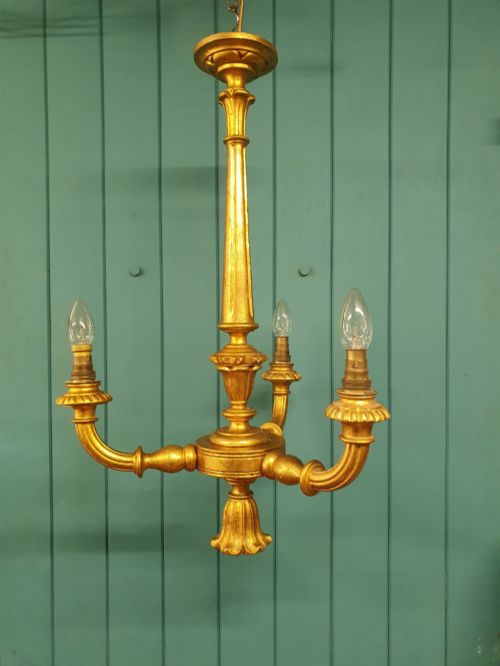 C1900 Carved Giltwood Three Arm Chandelier