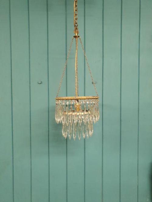 Early 20th Century Cut Glass Crystal Spike Chandelier 9"