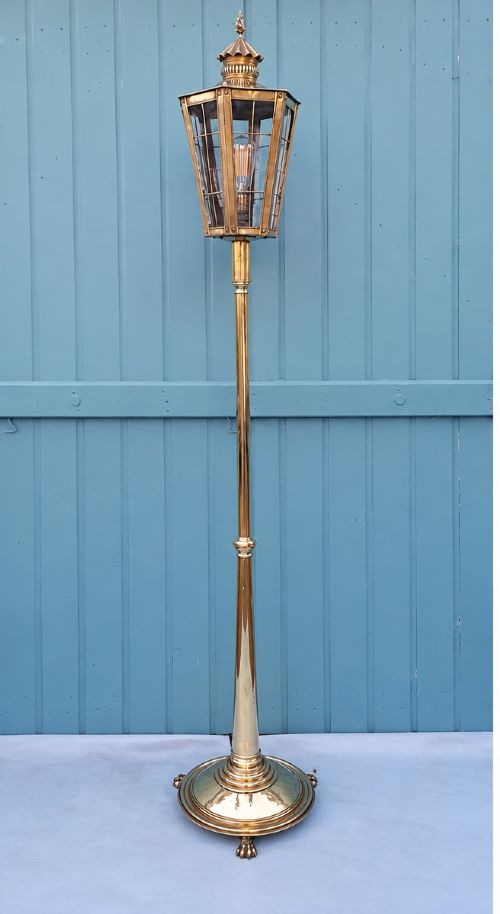 Large Brass Floor Standing Lantern Light – 16"