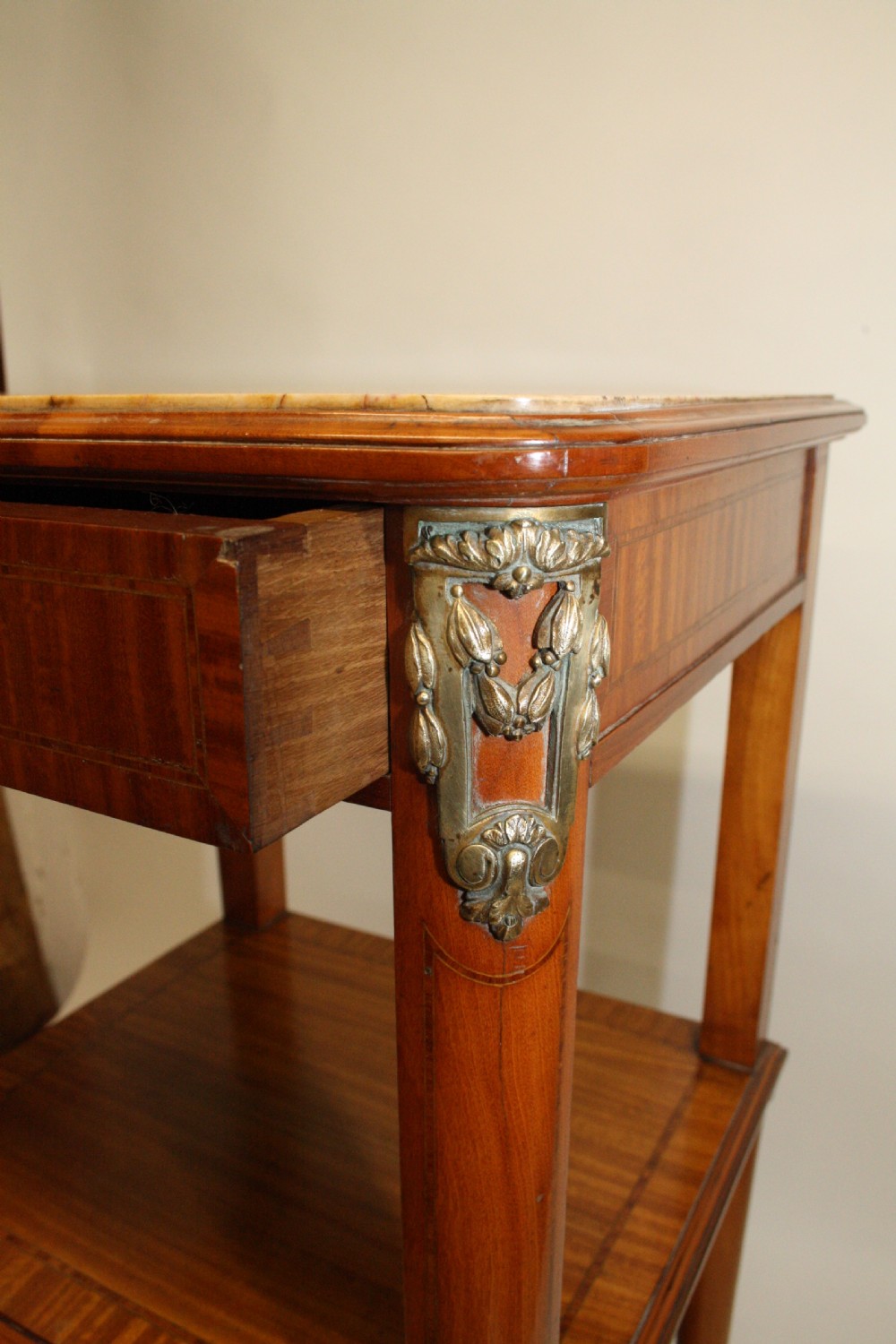 Circa 1880. Pair of satinwood French bedside tables View X