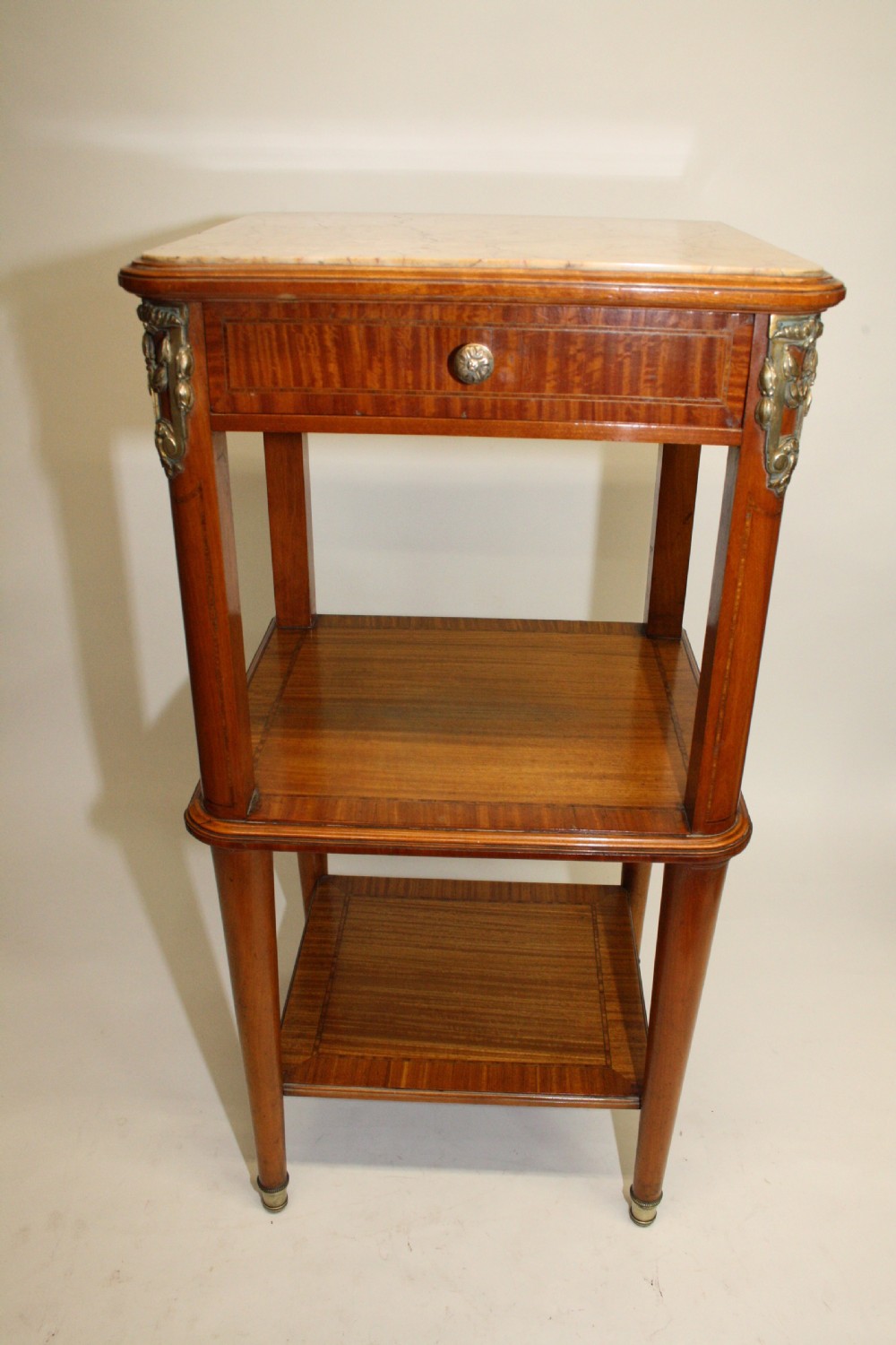 Circa 1880. Pair of satinwood French bedside tables View XI