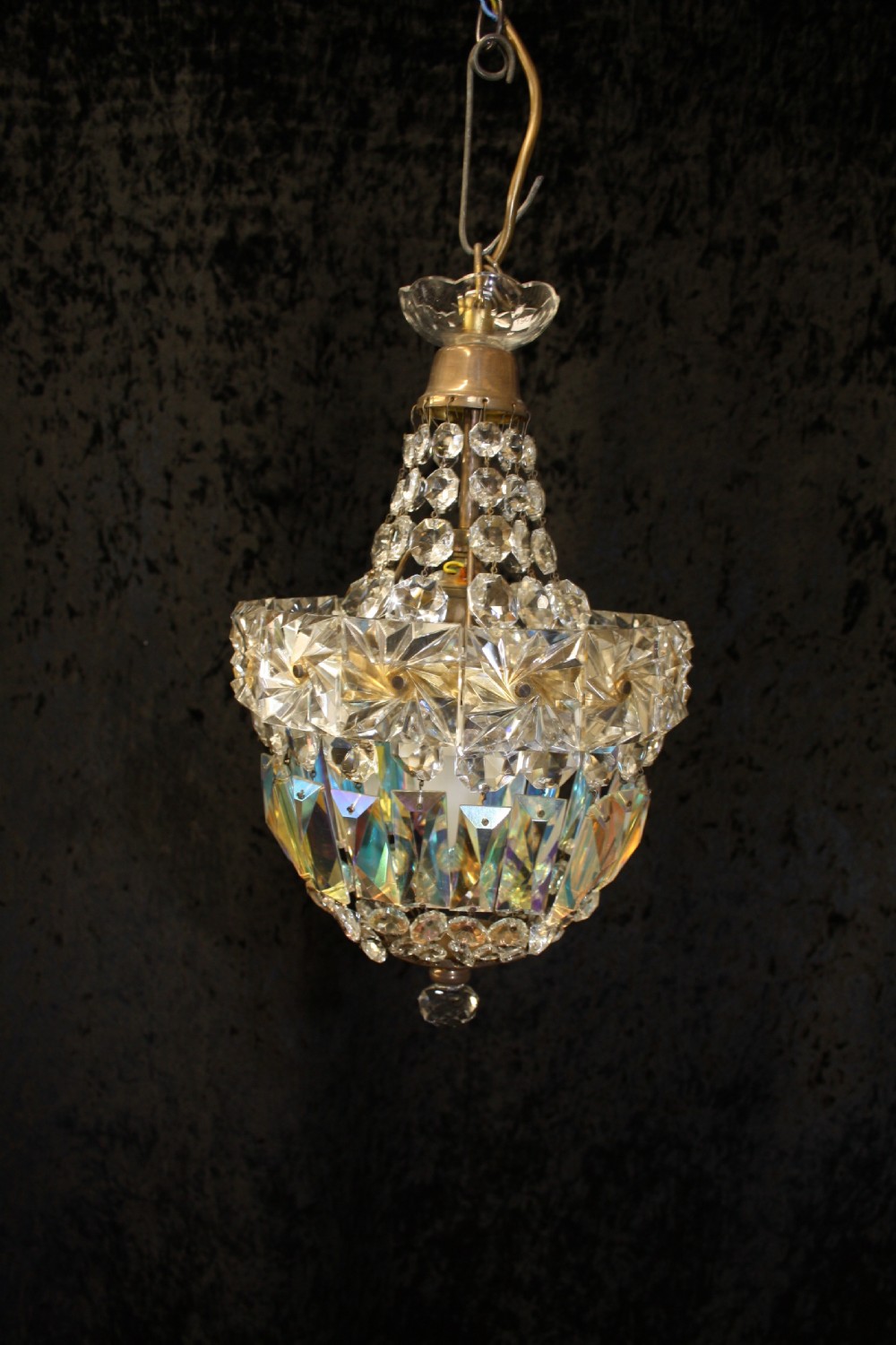 Early 20th century prism bag chandelier