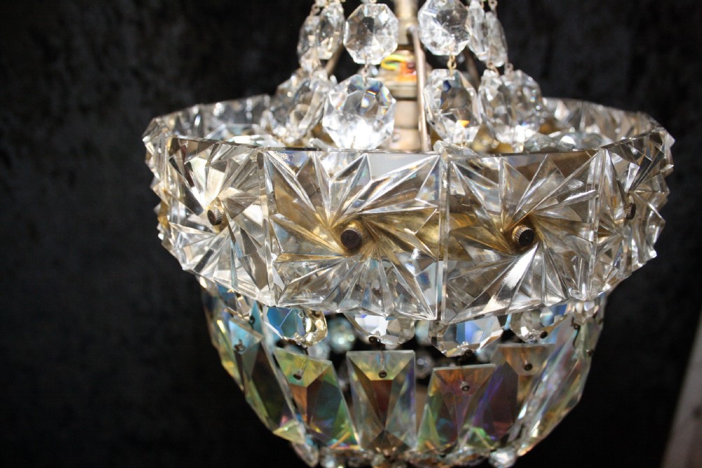 Early 20th century prism bag chandelier View III