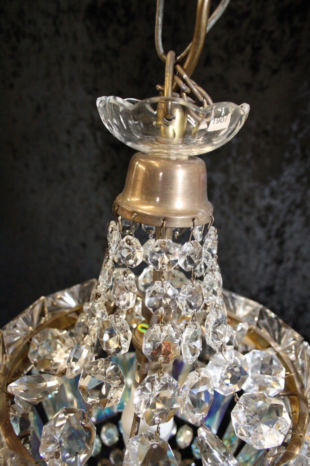 Early 20th century prism bag chandelier View IV