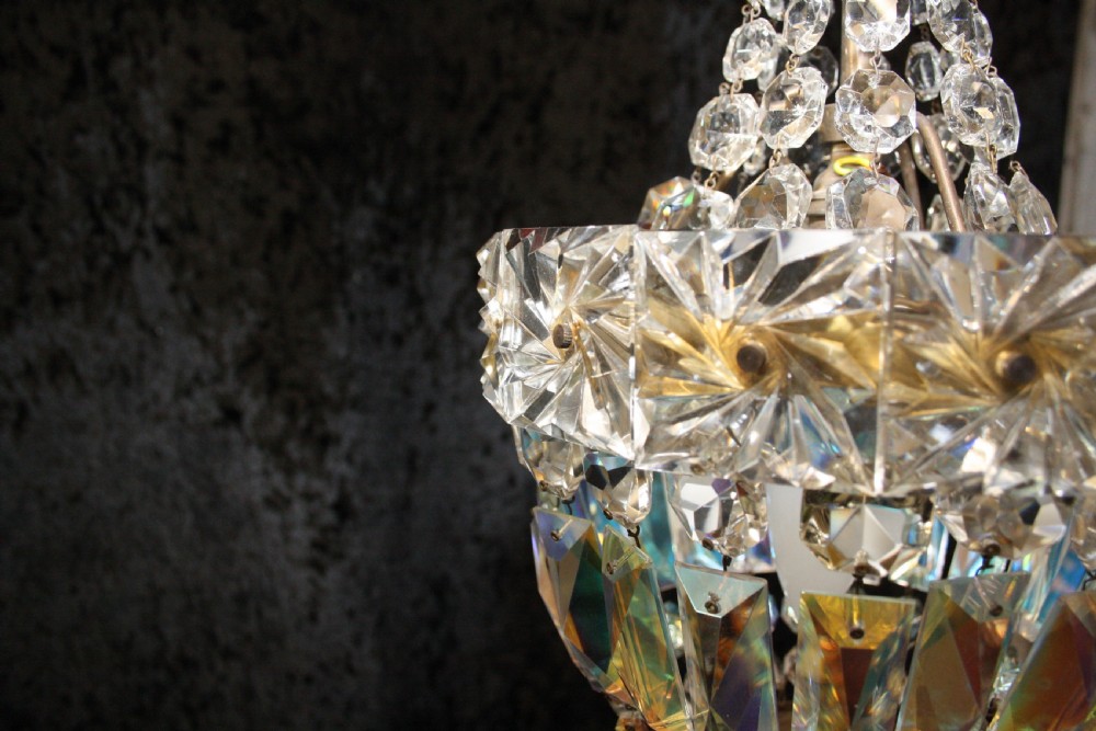 Early 20th century prism bag chandelier View VI