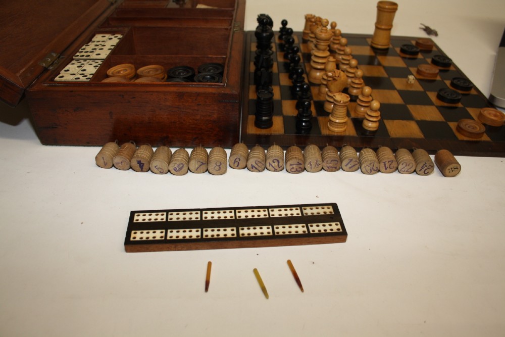 Late 19th century games compendium chess set View II
