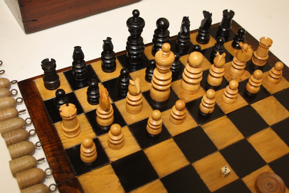 Late 19th century games compendium chess set View IX