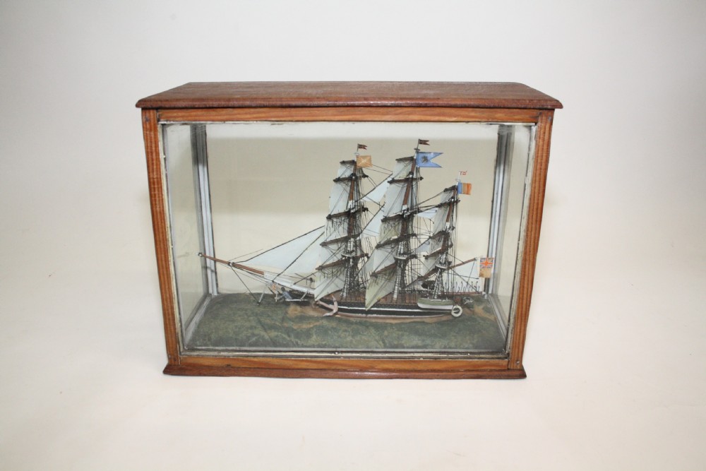 Early 20th century Small ship model in Pine case