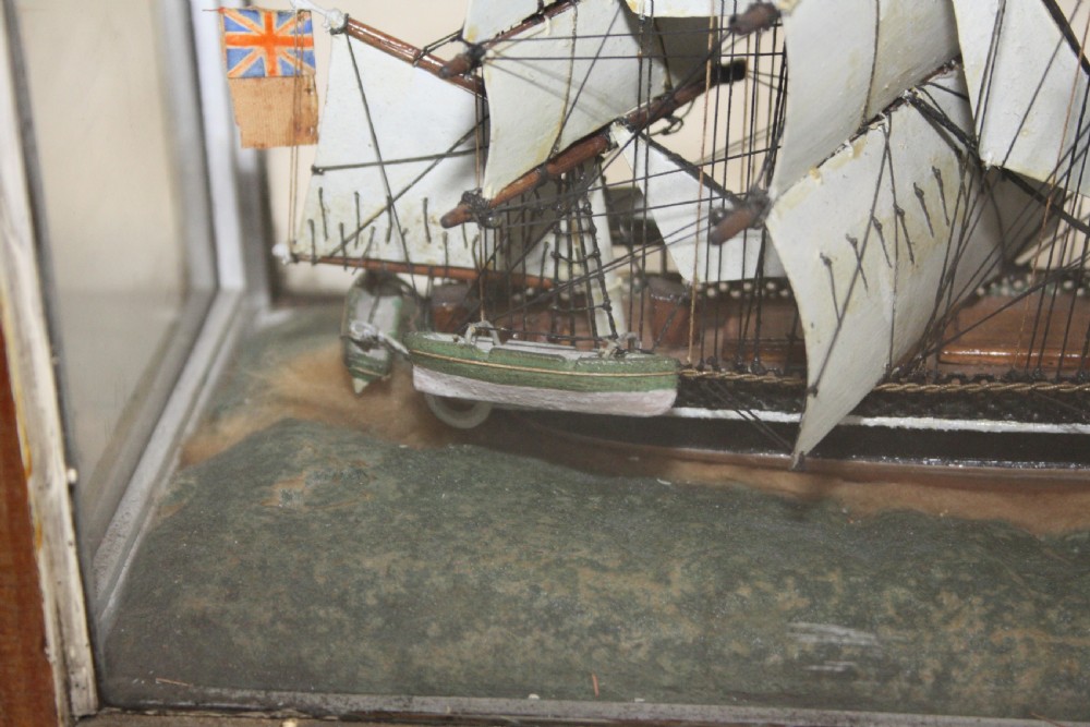 Early 20th century Small ship model in Pine case View V
