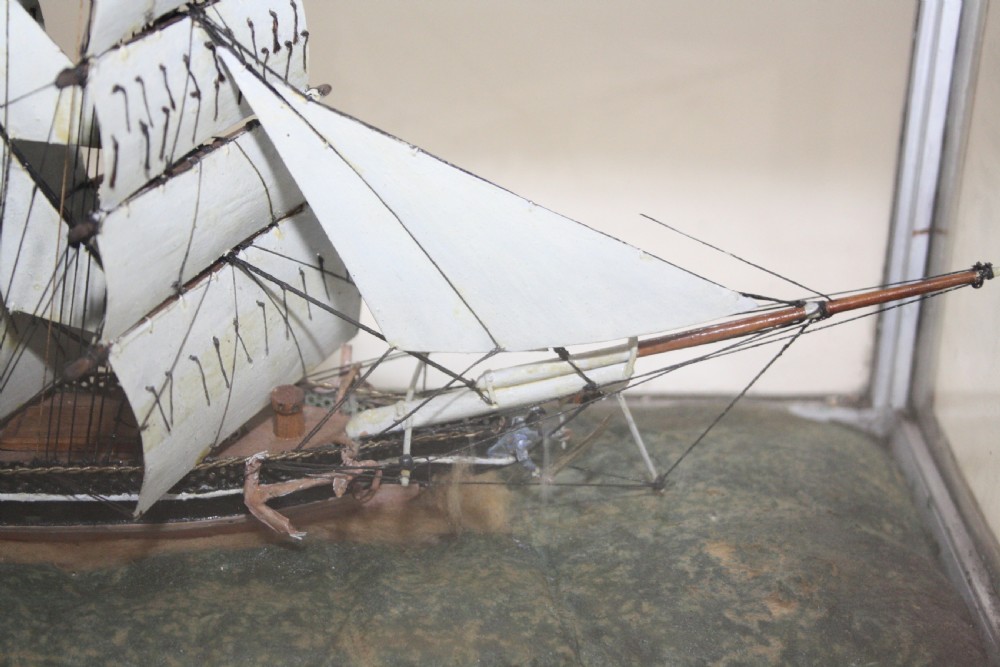 Early 20th century Small ship model in Pine case View VI