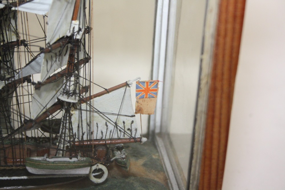 Early 20th century Small ship model in Pine case View VII