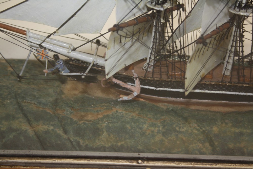 Early 20th century Small ship model in Pine case View VIII