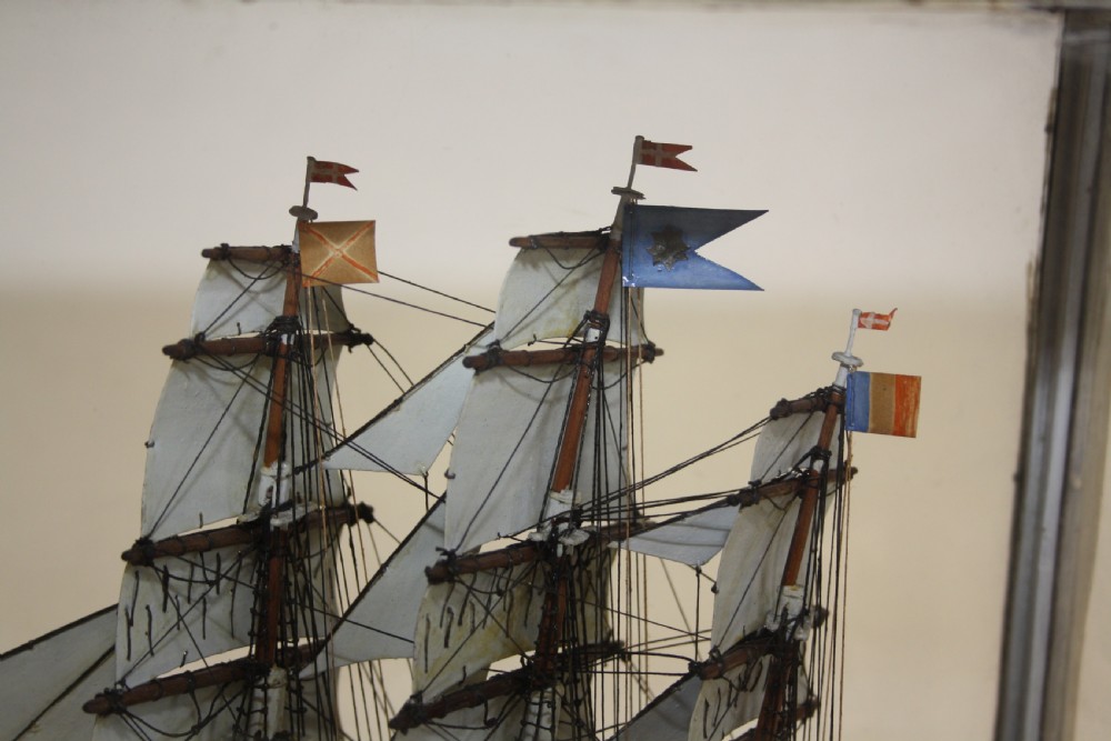 Early 20th century Small ship model in Pine case View IX