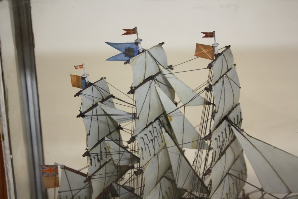 Early 20th century Small ship model in Pine case View X