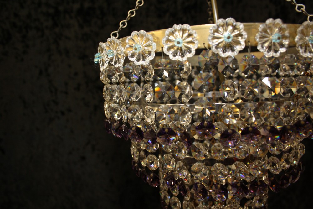 Early 20th century chandelier with 4 layers of drips View IV
