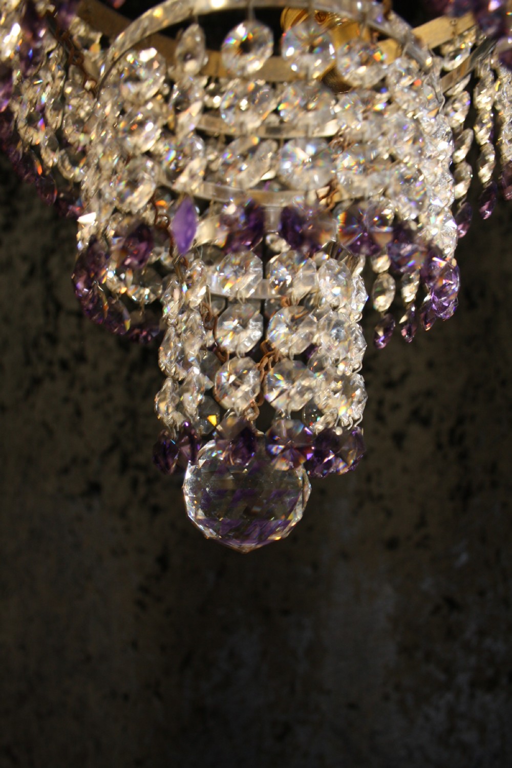 Early 20th century chandelier with 4 layers of drips View V