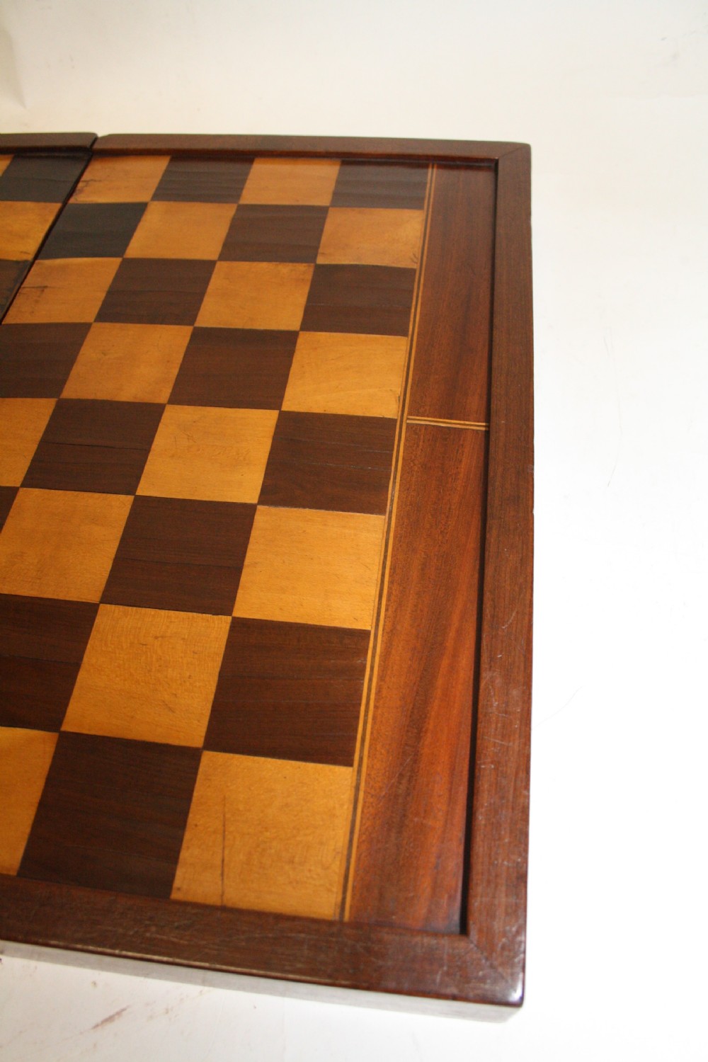 Mid 19th century folding chessboard with backgammon inside View IV
