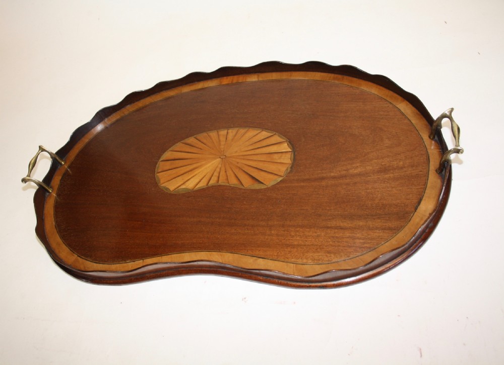 Georgian mahogany kidney shaped tray View VII