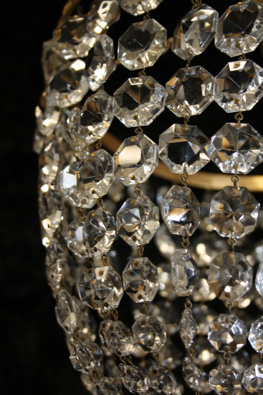 Pair of Early 20th century bag chandeliers with glass flowers View VIII