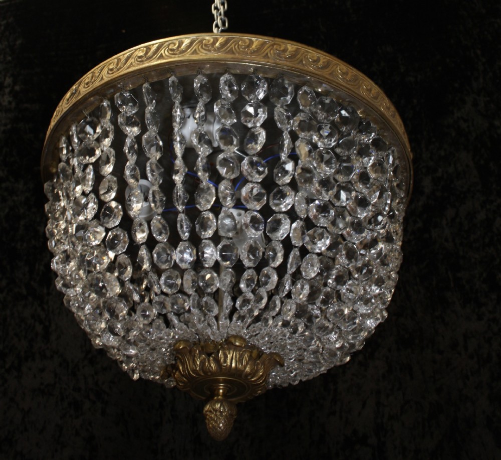 Early 20th century ceiling mounted bag chandelier