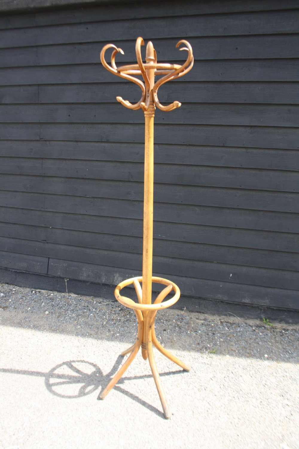 19th-century bentwood hat stand in beechwood
