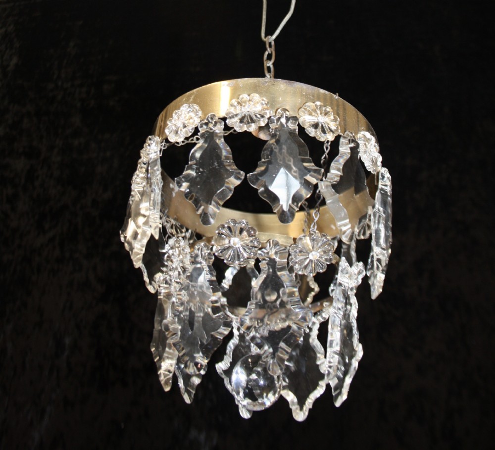 Early 20th century small pair of chandelier with flat drips View II