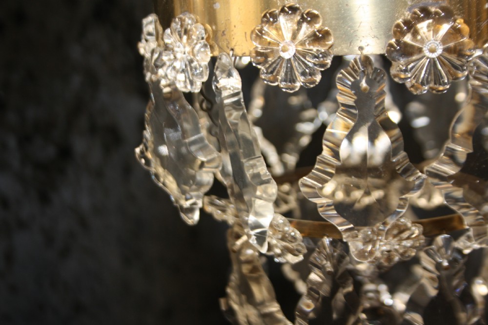 Early 20th century small pair of chandelier with flat drips View III