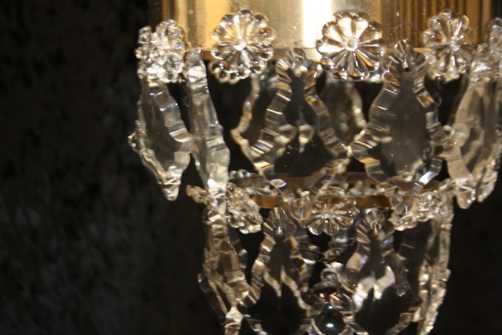 Early 20th century small pair of chandelier with flat drips View V