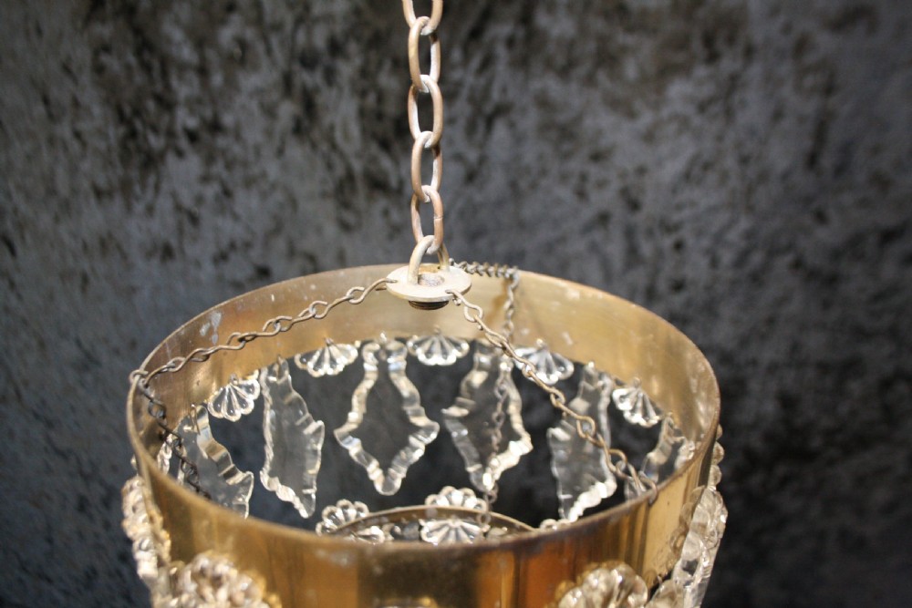 Early 20th century small pair of chandelier with flat drips View VI