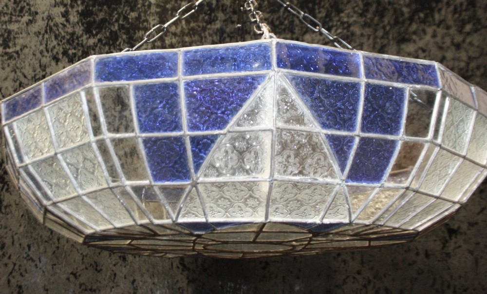 Large pair of early 20th century leaded ceiling lights  View III