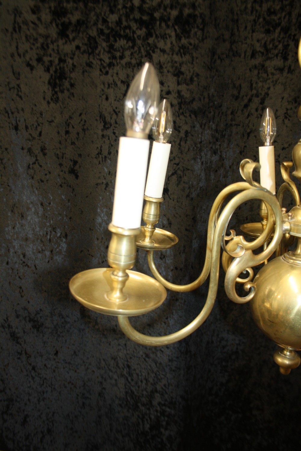 Early 20th century Dutch brass six arm chandelier View V