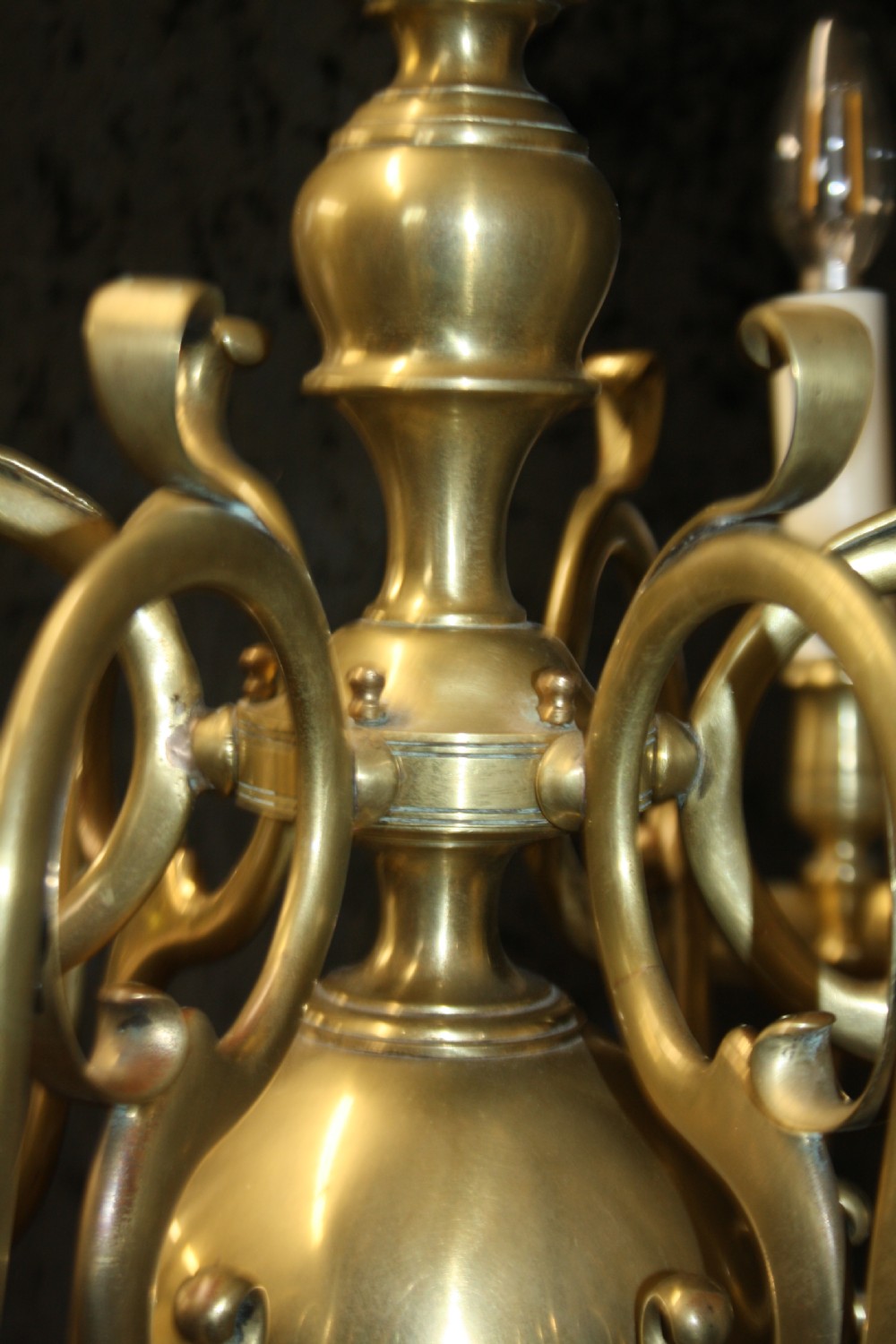 Early 20th century Dutch brass six arm chandelier View VII