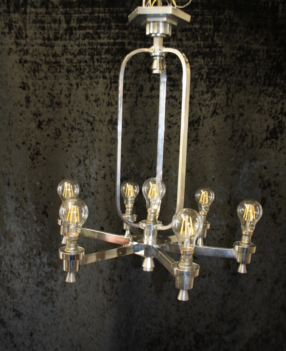 Art deco chrome chandelier View II