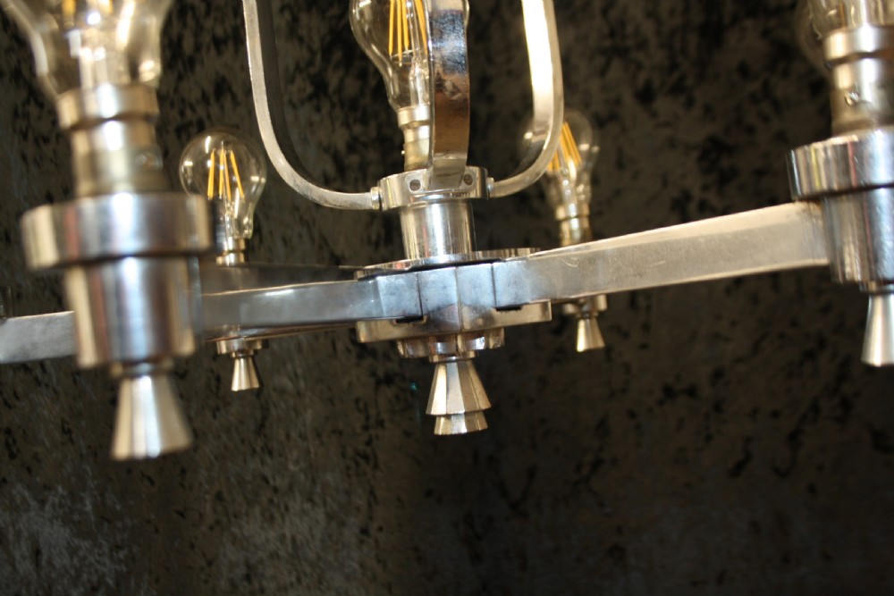 Art deco chrome chandelier View IX