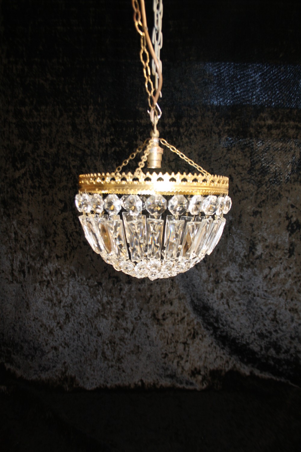 Early 20th century prism bag chandelier View II