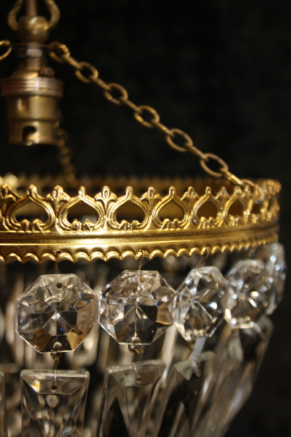Early 20th century prism bag chandelier View IV