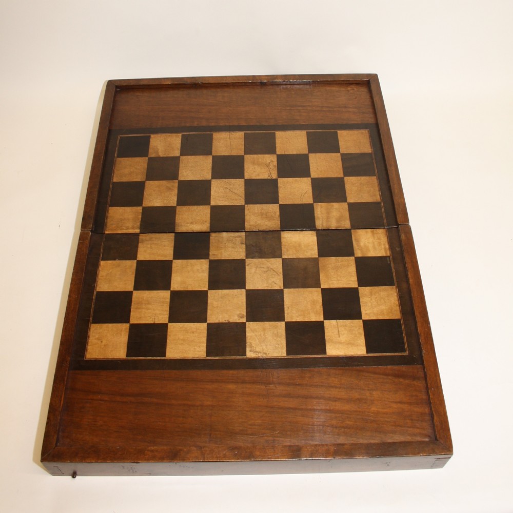 Early C20th folding chessboard Backgammon