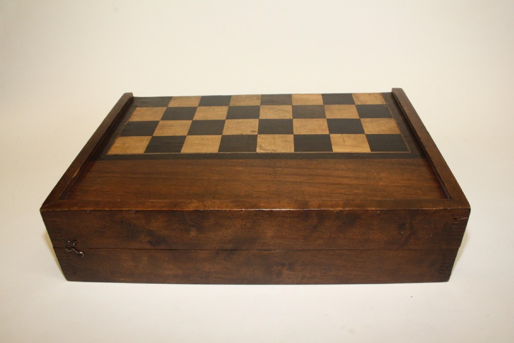 Early C20th folding chessboard Backgammon View III