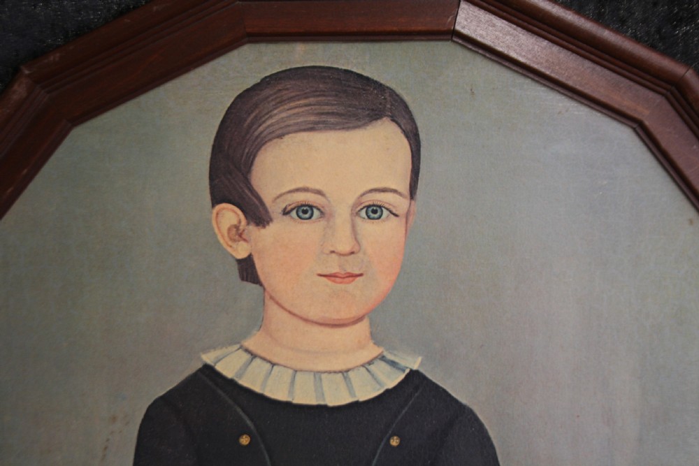 Pair of early 20th century primitive portraits oil on board View III