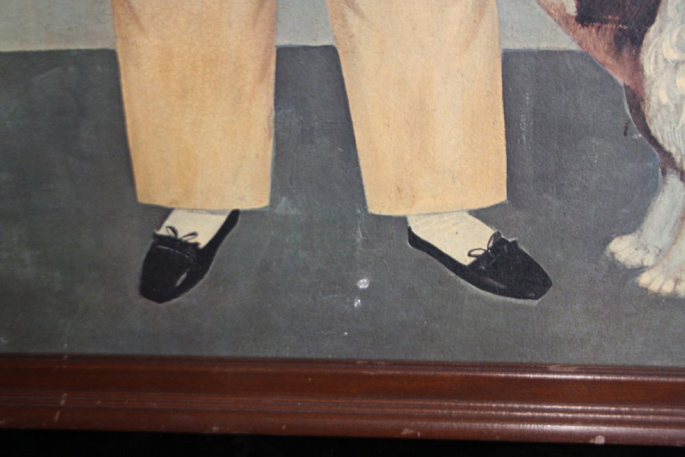 Pair of early 20th century primitive portraits oil on board View V