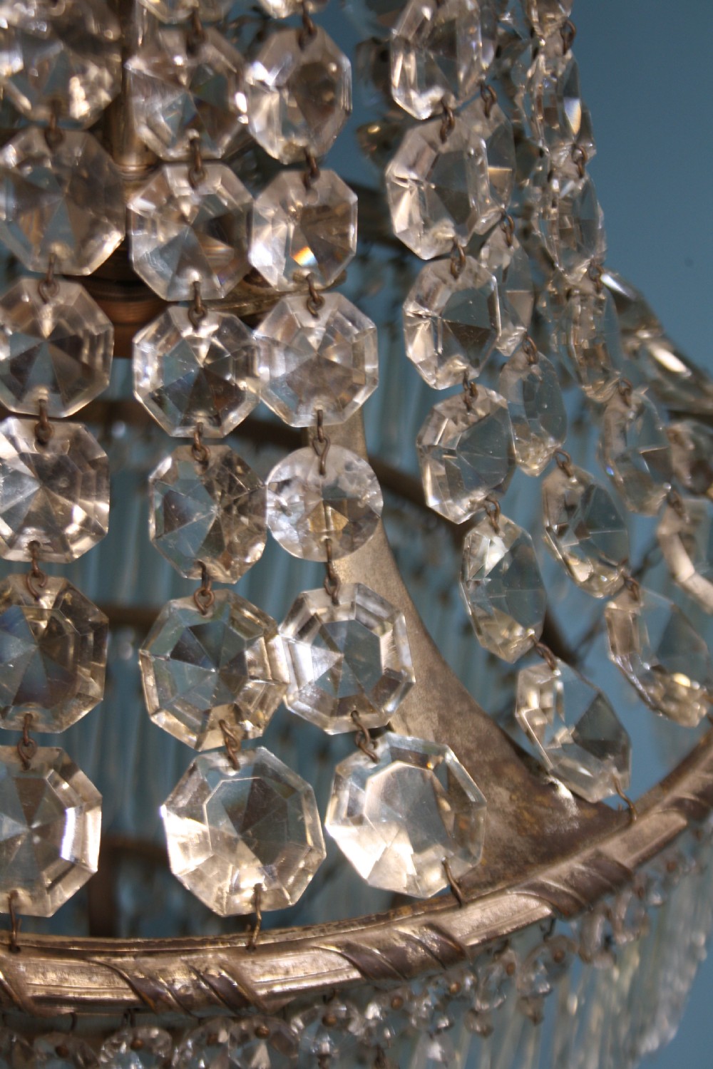 Large chandelier with Swags to the top and four layers of spikes View II