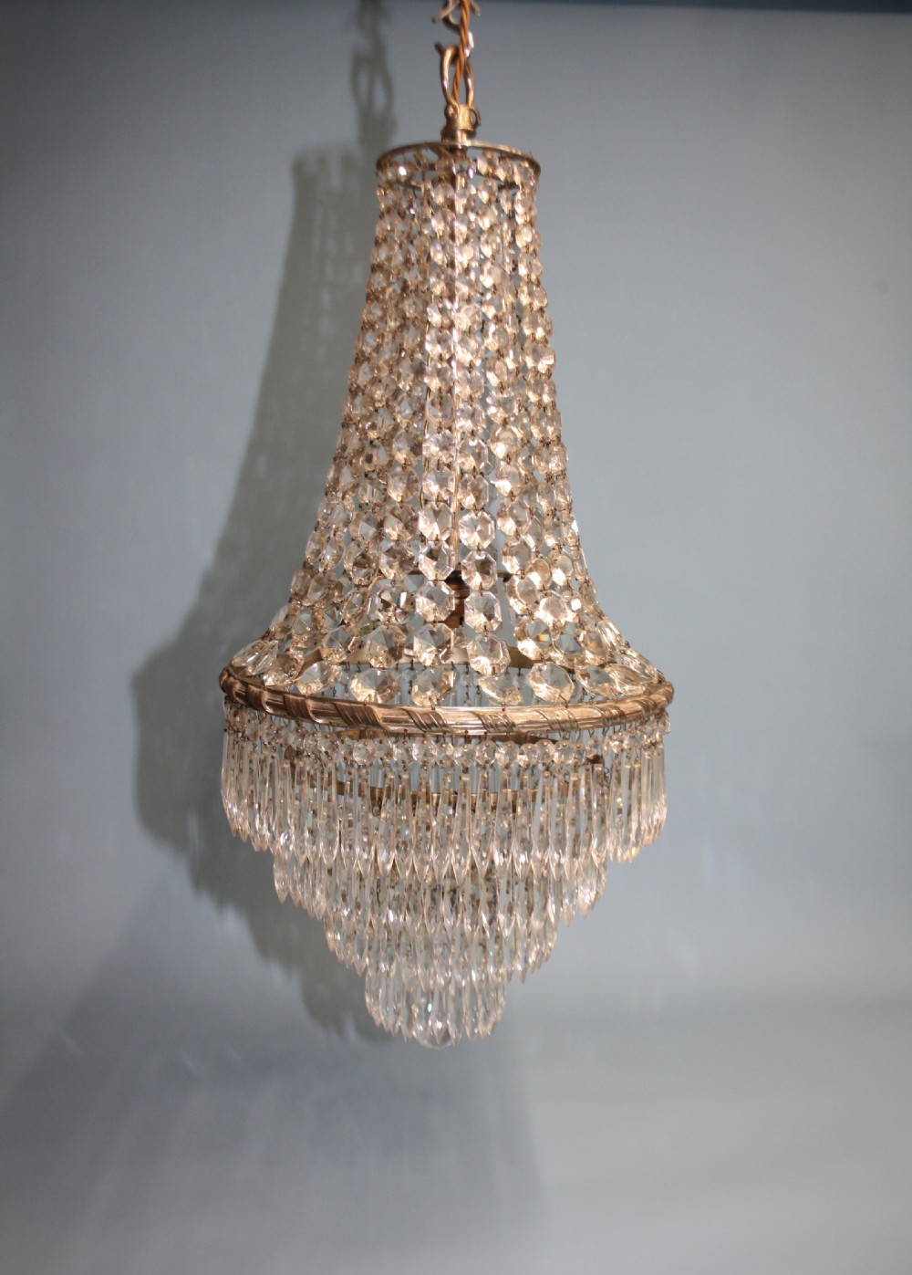 Large chandelier with Swags to the top and four layers of spikes View III